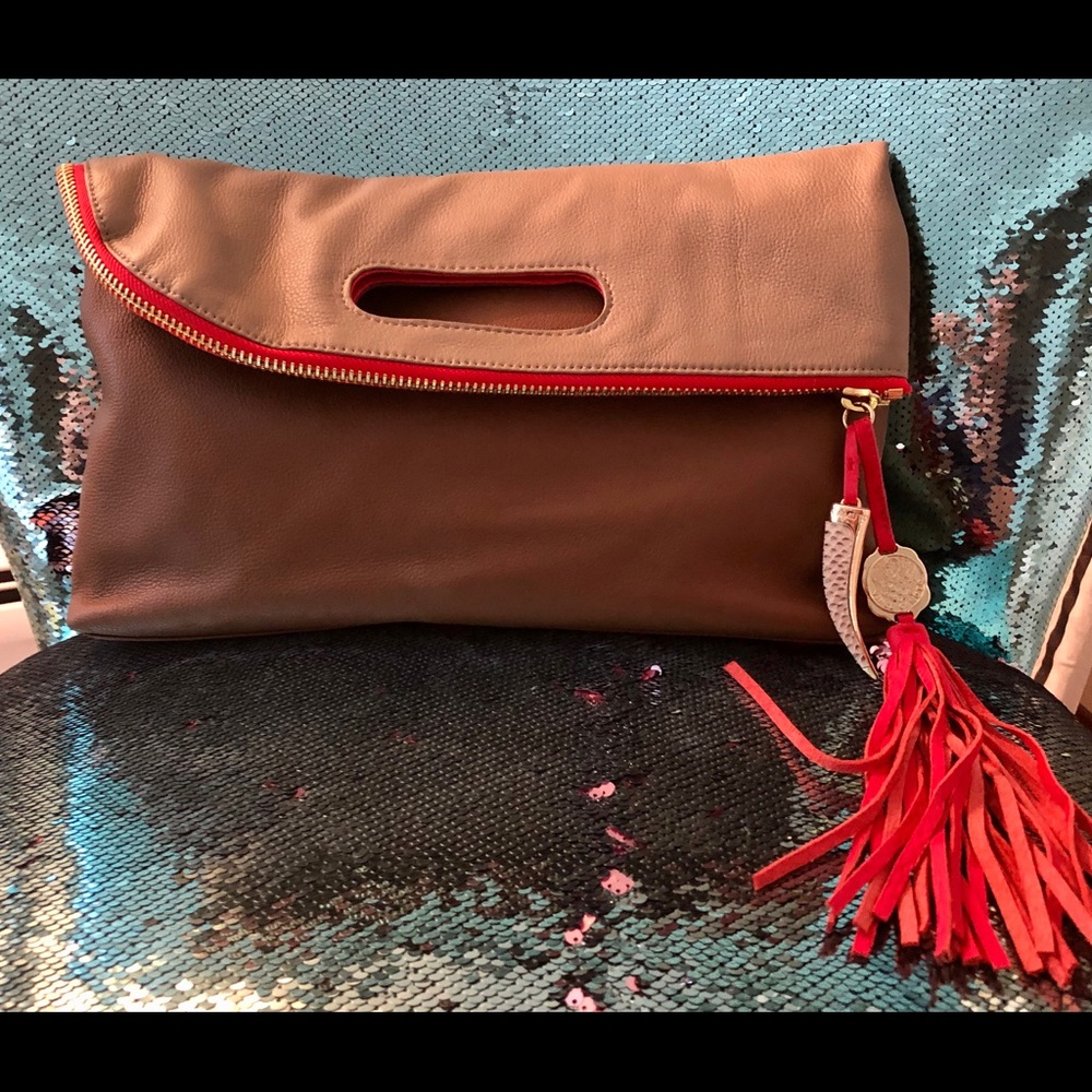 Vince Camuto oversized reversible foldover clutch
